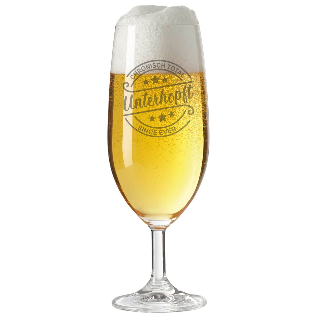 Stölzle Lausitz Bierglas mit Gravur "Unterhopft"