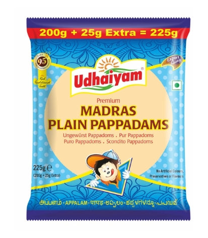 Udhaiyam Madras Plain Papad 200g + 25g Extra