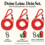Reflektierende Hundeleine© mit Handschlaufe und veganem Leder in 4 Farben und Varianten Namma Markt