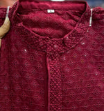 Men's Kurta Churidar with Embroidery Cotton Rayon Maroon