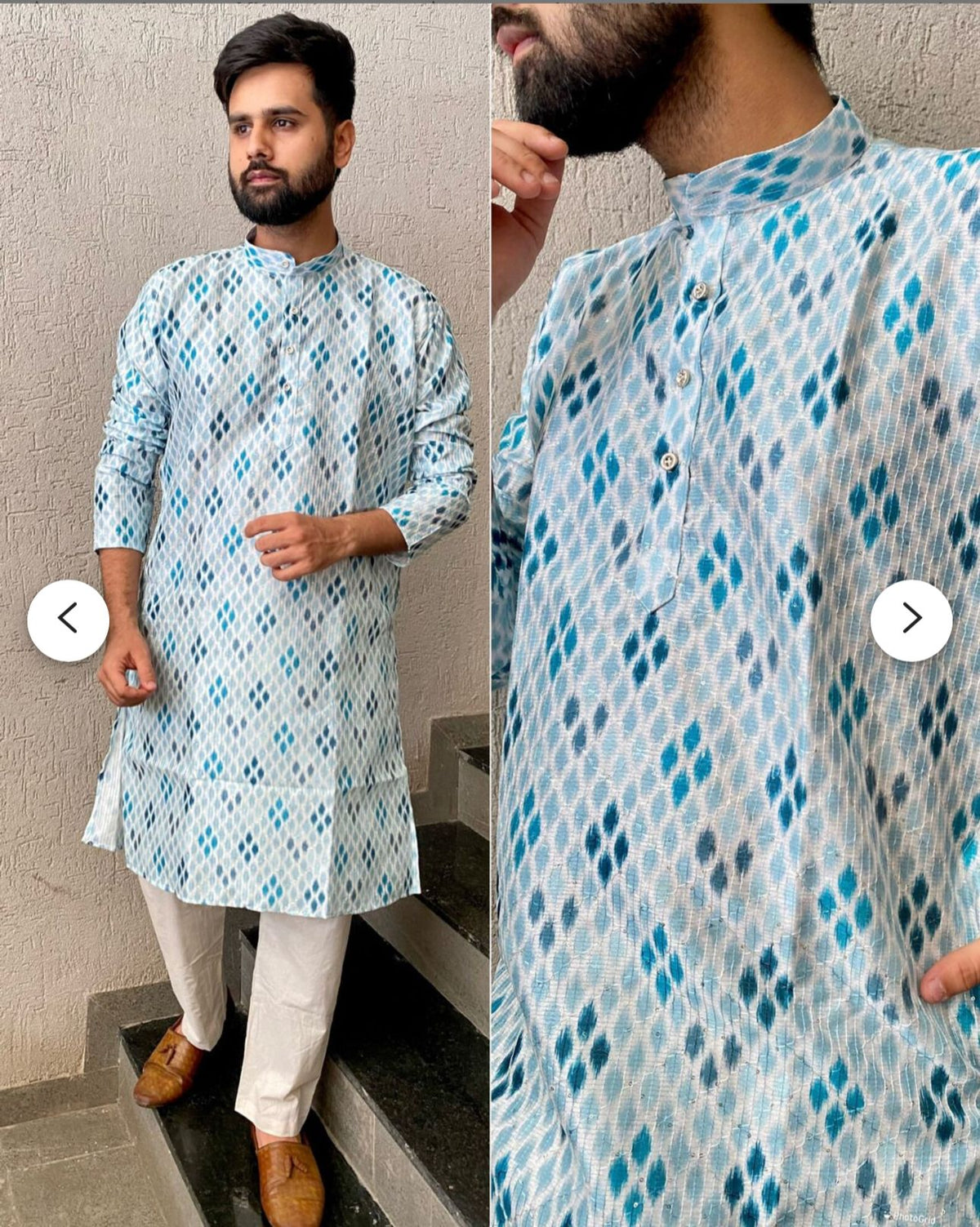 Kurtas in Pure Banglori Silk Crochet with Print in Berlin