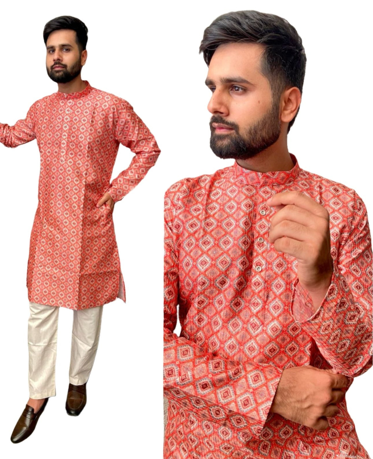Kurtas in Pure Banglori Silk Crochet with Print in Berlin