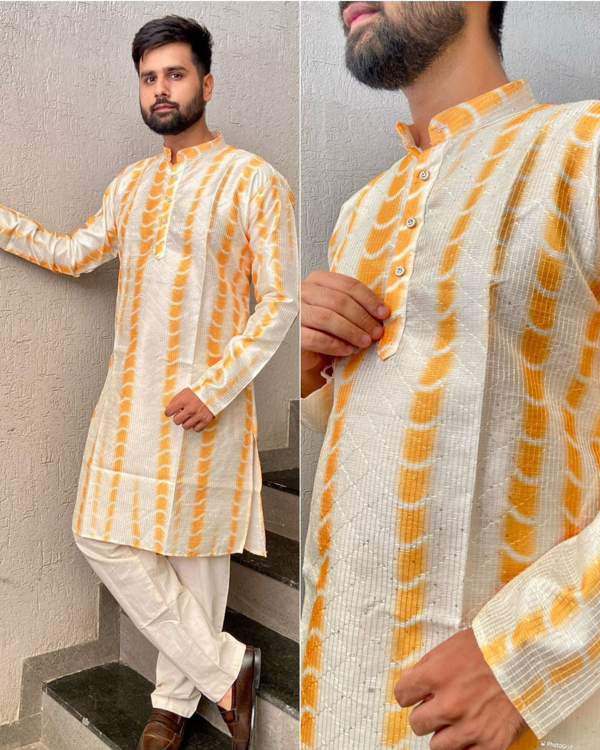 Kurtas in Pure Banglori Silk Crochet with Print in Berlin