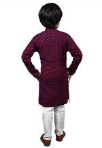 Boys Kurta Pajama Sequin Print Embroidery Mirror Work Maroon