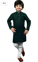 Boys Kurta Pajama Sequin Print Embroidery Mirror Work Green Namma Markt