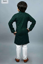 Boys Kurta Pajama Sequin Print Embroidery Mirror Work Green Namma Markt