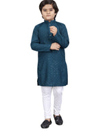 Boys Kurta Pajama Sequin Print Embroidery Mirror Work rama blue