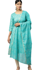 Ethnic Motifs Foil Printed Kurta With Leggings & Dupatta in Paris