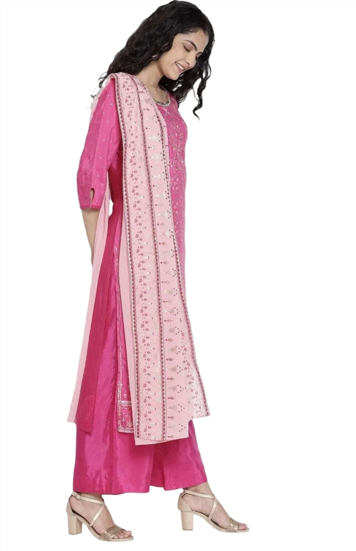 Pink Printed kurta Palazzo Dupatta Set in berlin Namma Markt