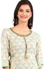 Cream Round Neck Asymmetrical kurta Set in Berlin