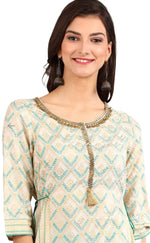 Cream Round Neck Asymmetrical kurta Set in Berlin