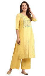 Yellow Round Neck Embellished kurta Set in berlin