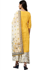 Yellow Embroidered kurta- Light Yellow Palazzo-Dupatta in Berlin