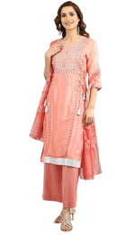 Coral Round Neck Embellished kurta Set in Munich