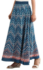 Blue Flared Printed Skirts in Germany