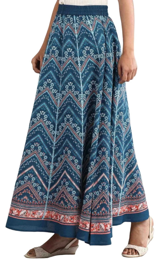 Blue Flared Printed Skirts in Germany