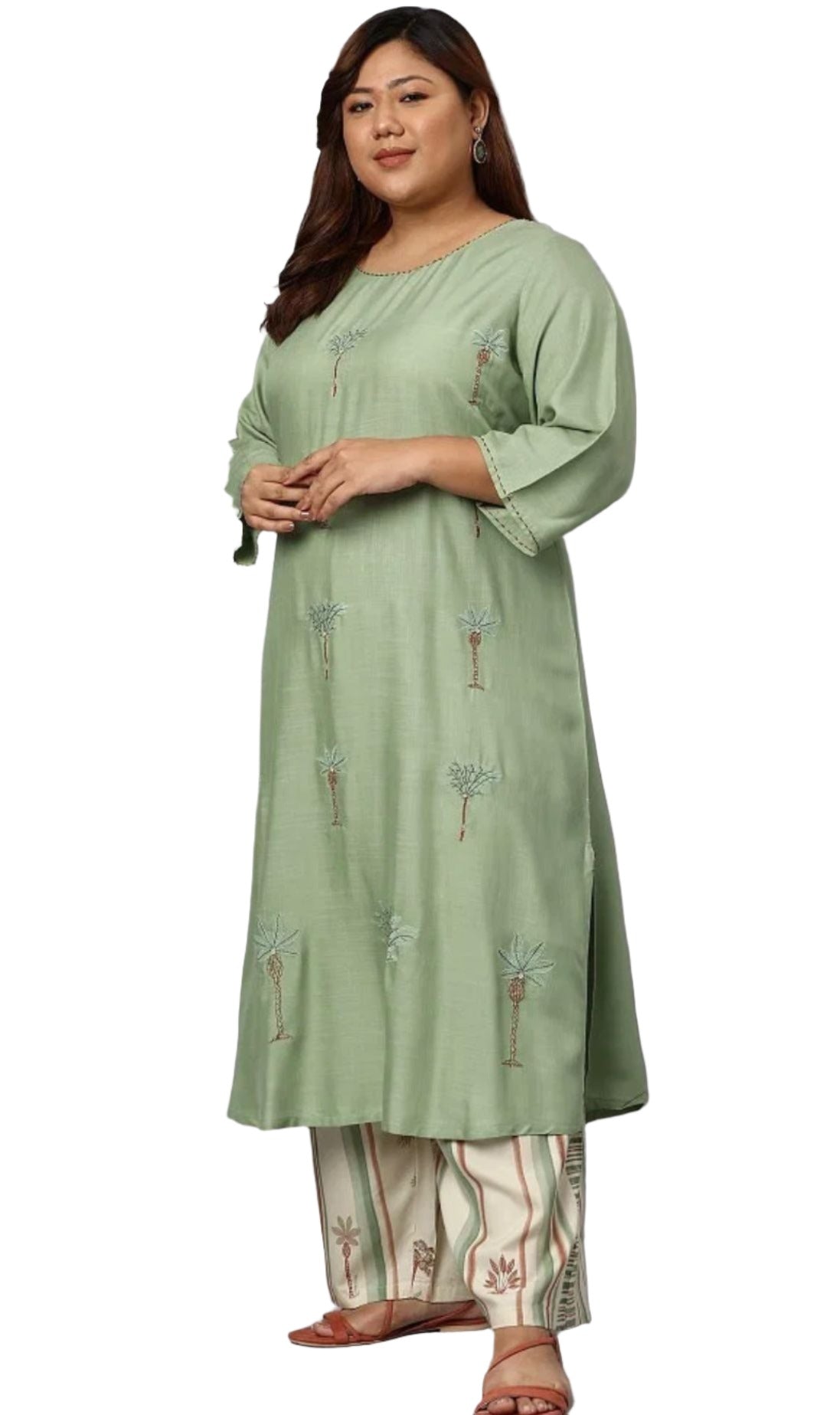 Embroidered kurta With Printed Pants And Dupatta in Paris