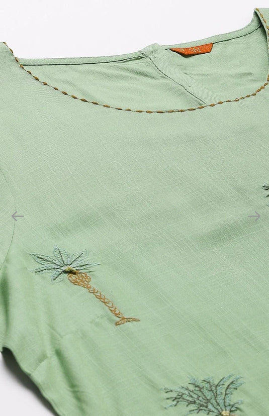 Embroidered kurta With Printed Pants And Dupatta in Paris
