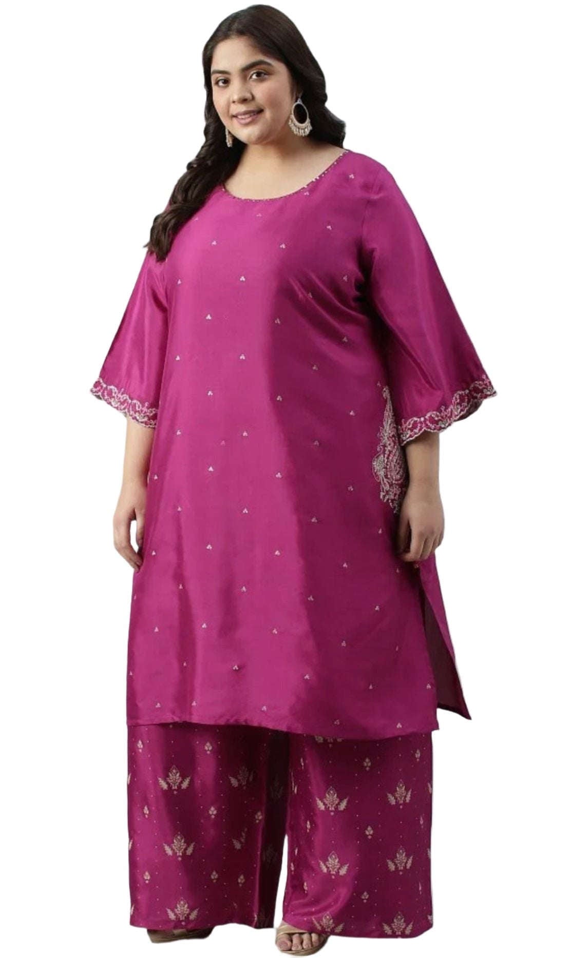 Pink Embroidered kurta With Parallel Pants And Dupatta in Germany Namma Markt