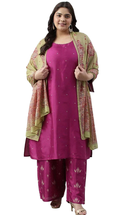 Pink Embroidered kurta With Parallel Pants And Dupatta in Germany Namma Markt
