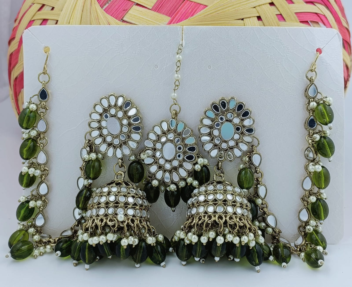 Gold Finish Kundan And Purple Bead Jhumka Earrings in Paris