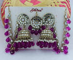 Finish Kundan And Purple Bead Jhumka Earrings in Germany