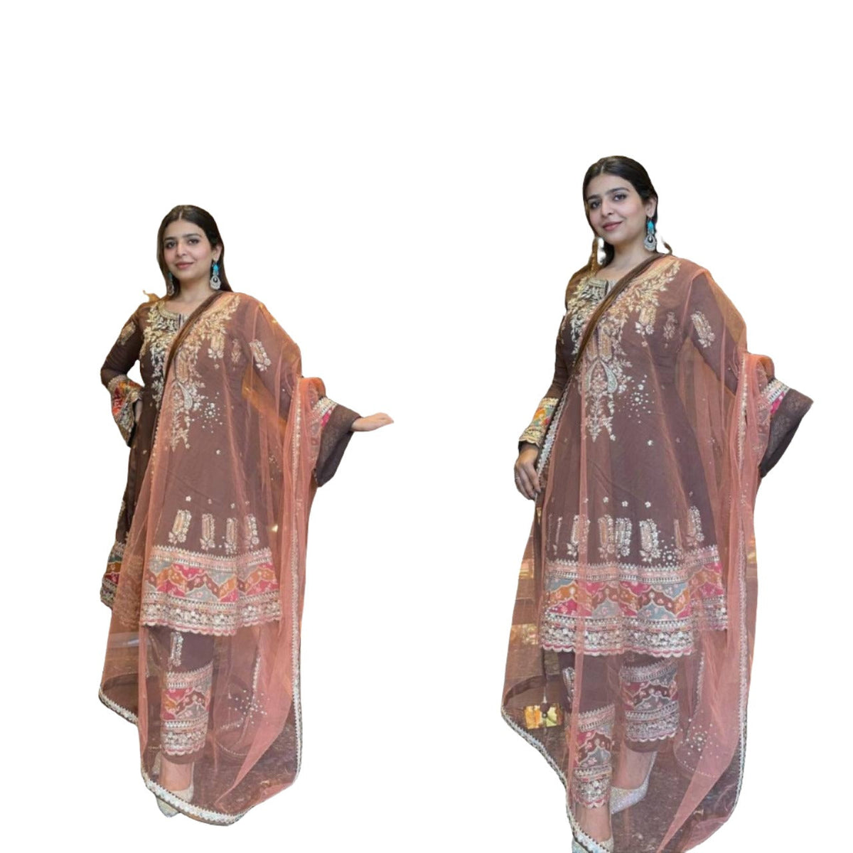 Heavy Faux Georgette Pant and dupatta set in Poland