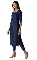 Blue Solid Trouser in Munich