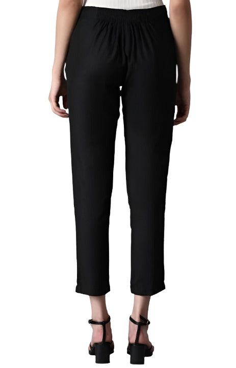Black Solid Trouser in Paris