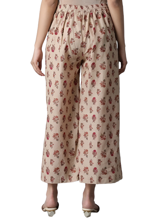 Beige All-Over Printed Parallel Pant in Paris