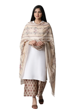 Beige All-Over Printed Parallel Pant in Paris