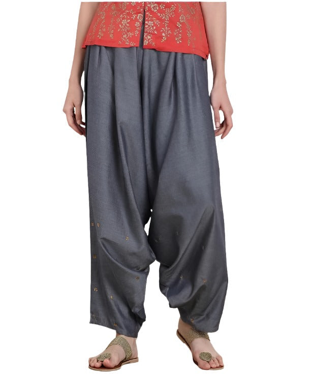 Women Flared Blue Polycotton Trousers in Germany