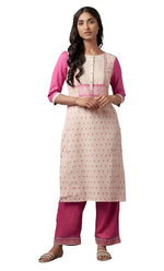 Light Pink Cotton Dobby kurta In Round Neck in Essen