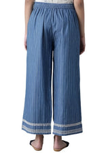 Blue Denim Pinstriped Parallel Pants in Germany