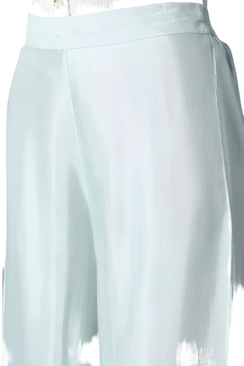 Sky Blue Shantung Parallel Pants in Paris