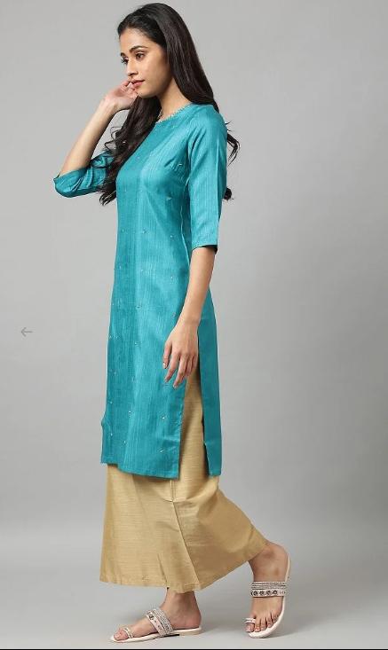 Teal Straight kurta With Sequin Highlight in Germany Namma Markt