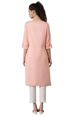 Peach Round Neck Solid kurta in Munich