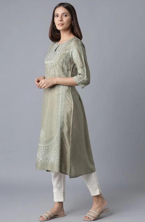 Green Paisley Print kurta In Paris