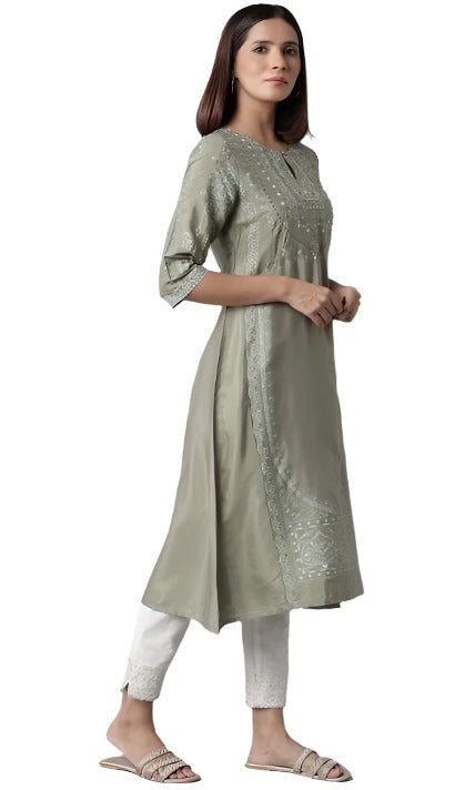 Green Paisley Print kurta In Paris