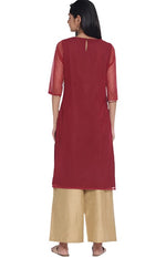 Dark Red Embroidered kurta in Berlin