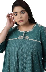Green Polka Dots Printed Flared kurta in Germany