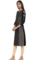 Black Jacquard kurta with Embroidery in Germany