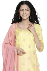 Yellow Printed kurta Trousers Dupatta Set in Germany