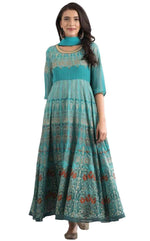 Teal Round Neck kurta Set in Paris