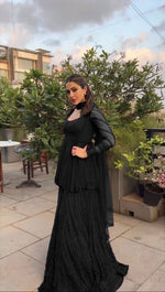 Black georgette thread embroidery palazzo suit in Berlin
