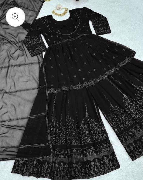Black georgette thread embroidery palazzo suit in Berlin