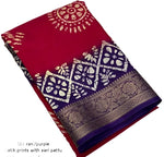 Printed Soft Cotton Crepe Silk Saree Jacquard Border in Essen