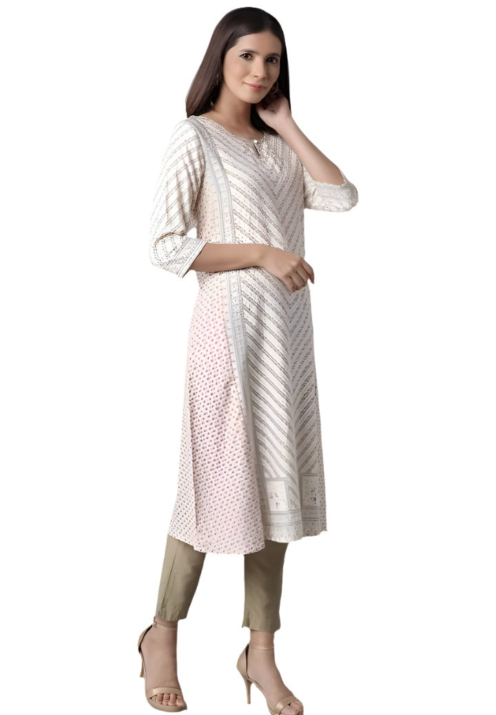 Women Floral Print Viscose Rayon A-line Kurta in Germany