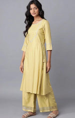 Green Solid Panelled A-line kurta in Berlin