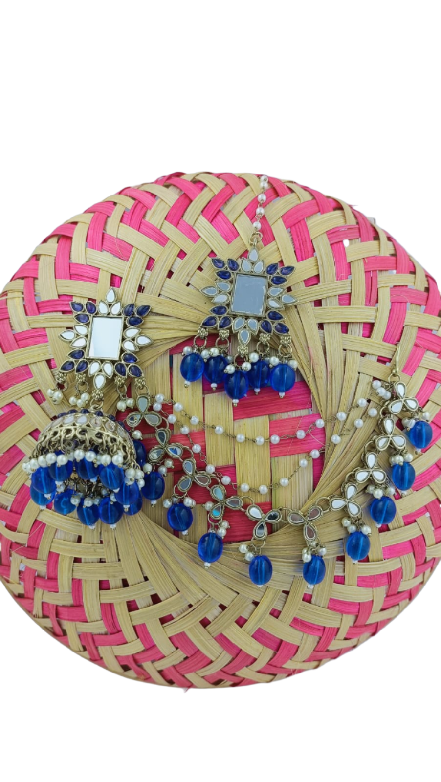 Mirror work Earrings & Maang Tikka set in Germany